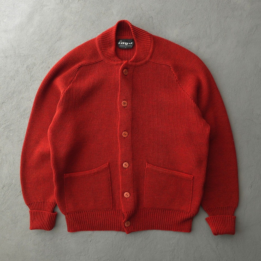 Ing Red Button-Up Cardigan Sweater